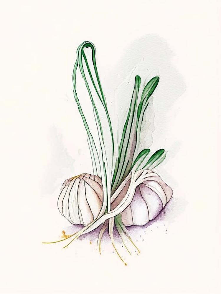 Garlic Herb Minimalist Watercolour 1