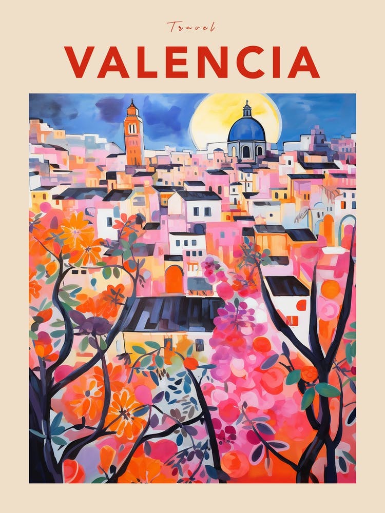 Valencia Spain 3 Fauvist Travel Poster