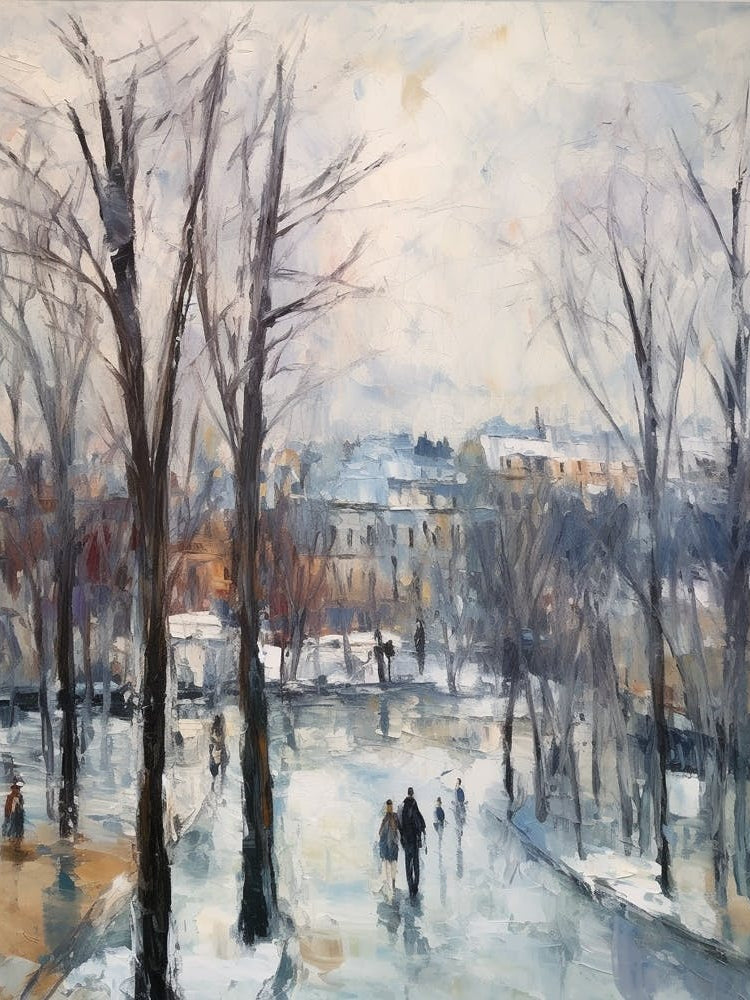 Winter City Park Painting Parc De La Vilette Paris 4