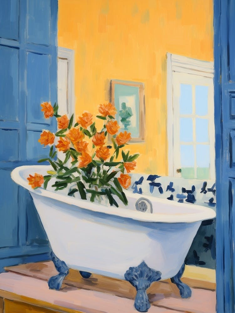 A Bathtube Full Marigold In A Bathroom 4