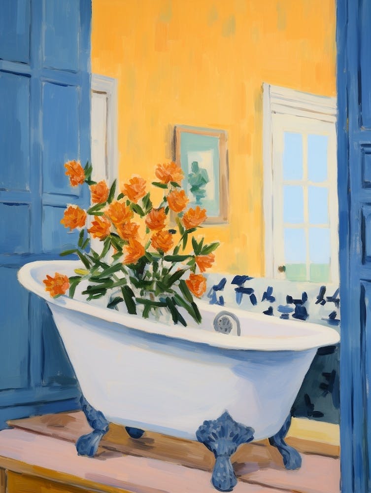 A Bathtube Full Marigold In A Bathroom 4