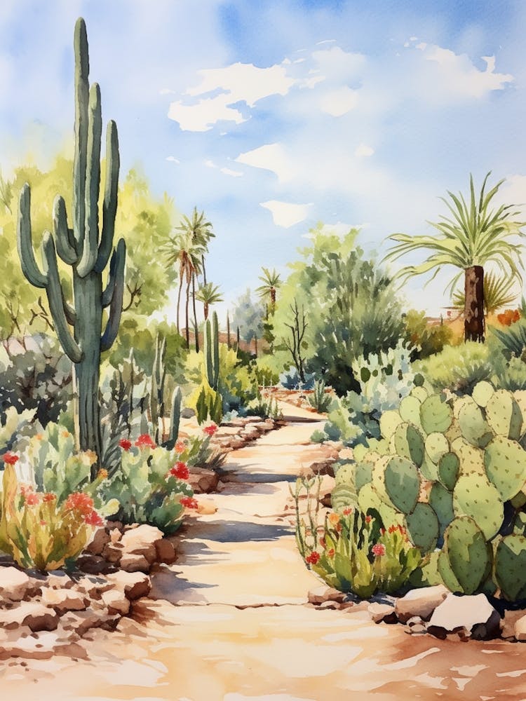 Desert Botanical Garden Usa Watercolour 3
