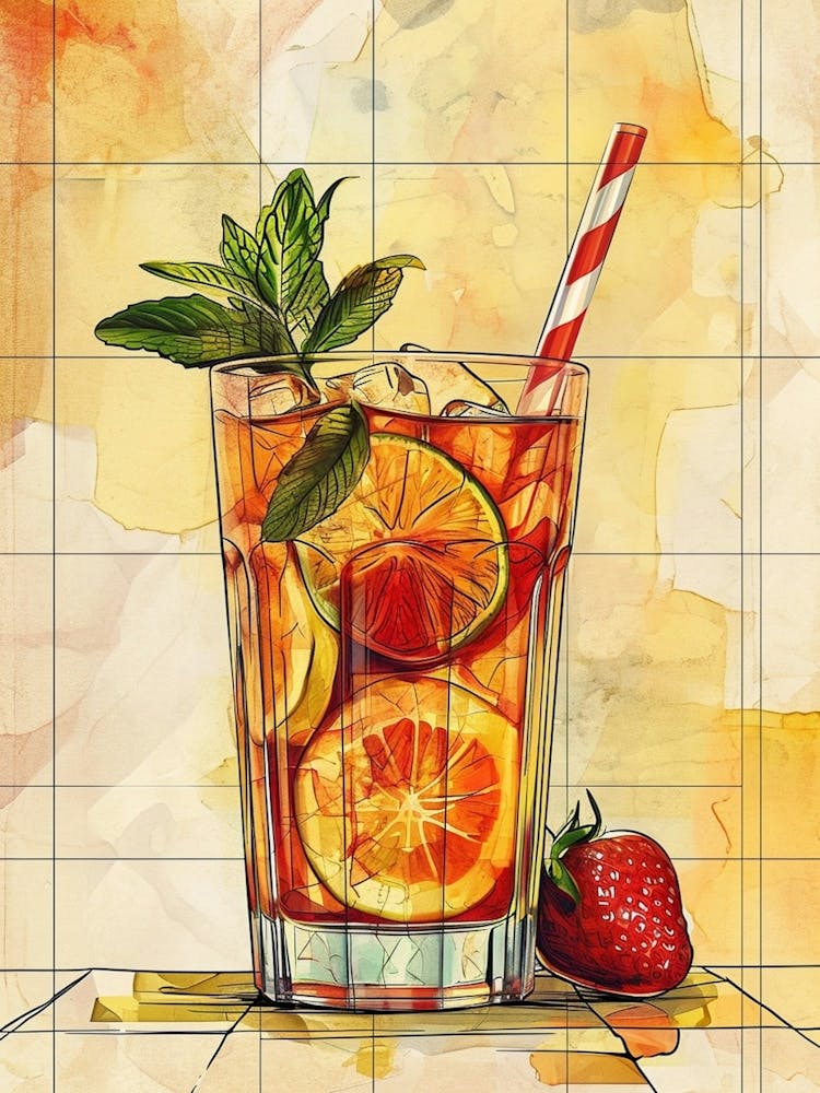 Pimm S Cup Watercolour Inspired Illustration 3
