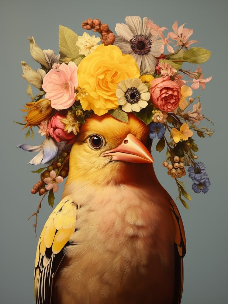 Bird With A Flower Crown American Goldfinch 2