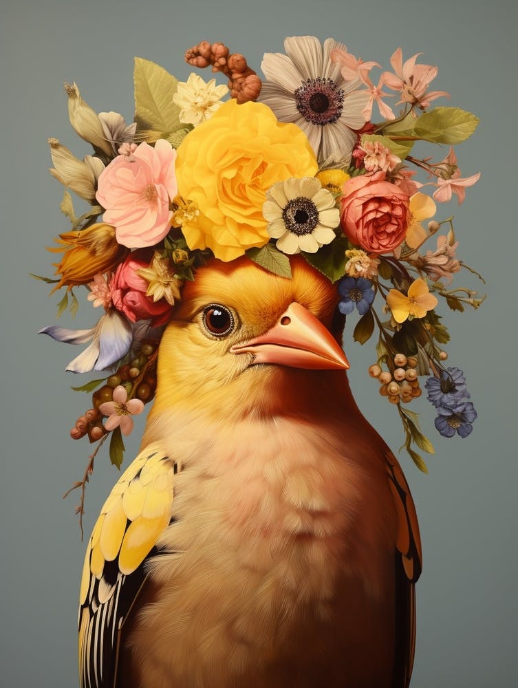 Bird With A Flower Crown American Goldfinch 2