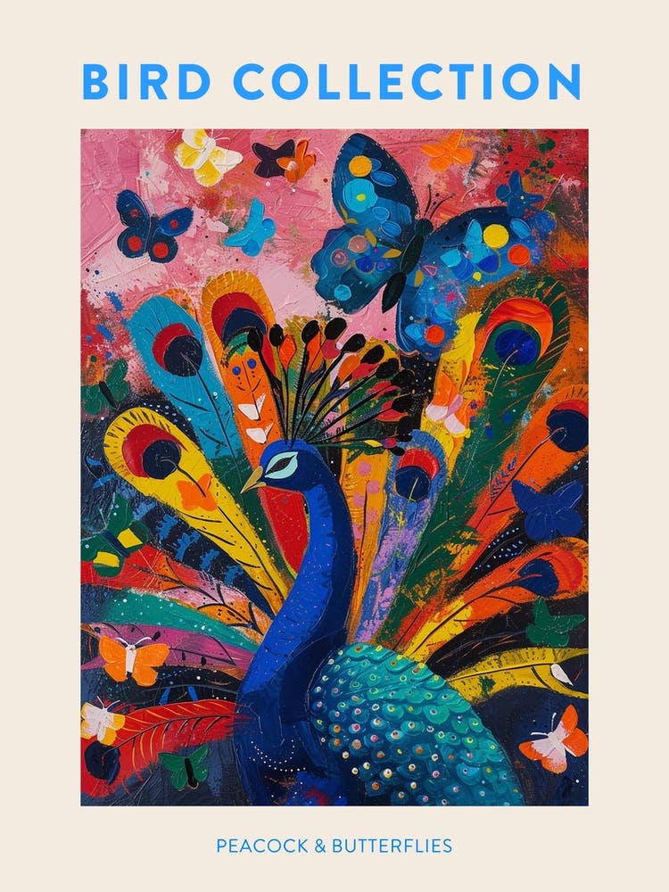 Peacock Colour Pop Butterflies Poster