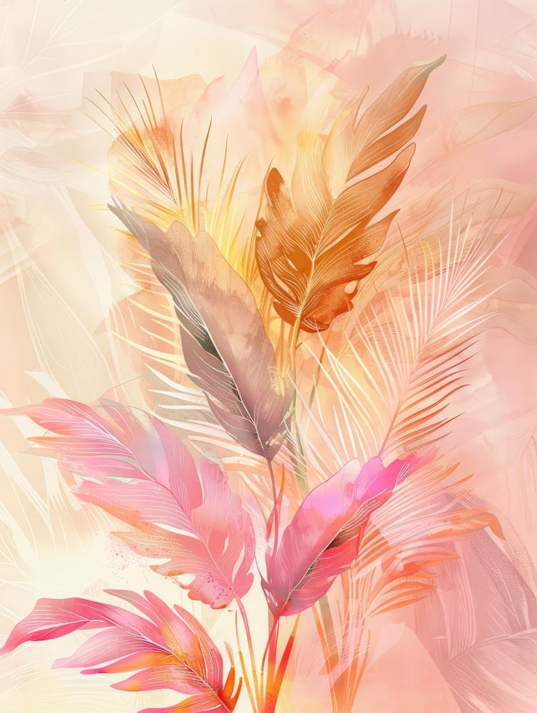 Watercolor Of Palm Leaves