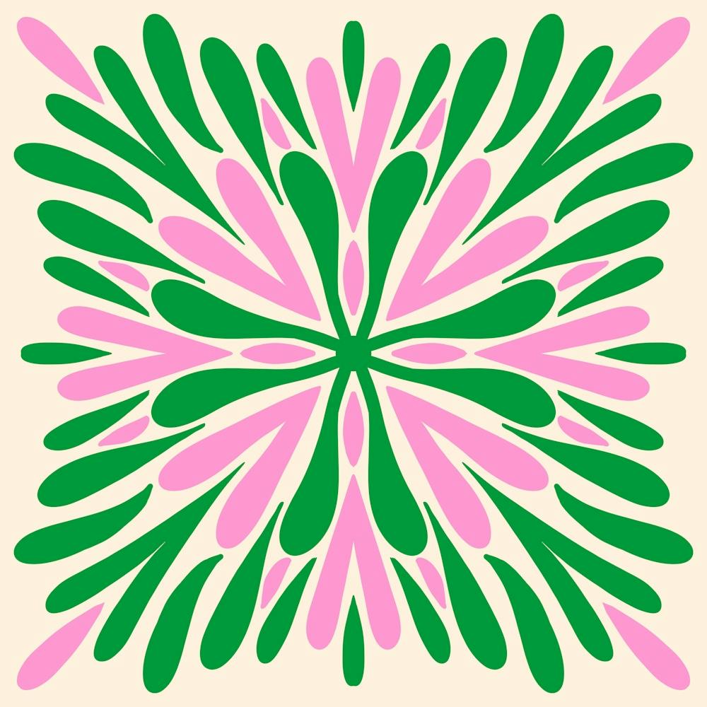 Modern Symmetry Petals Green and Pink