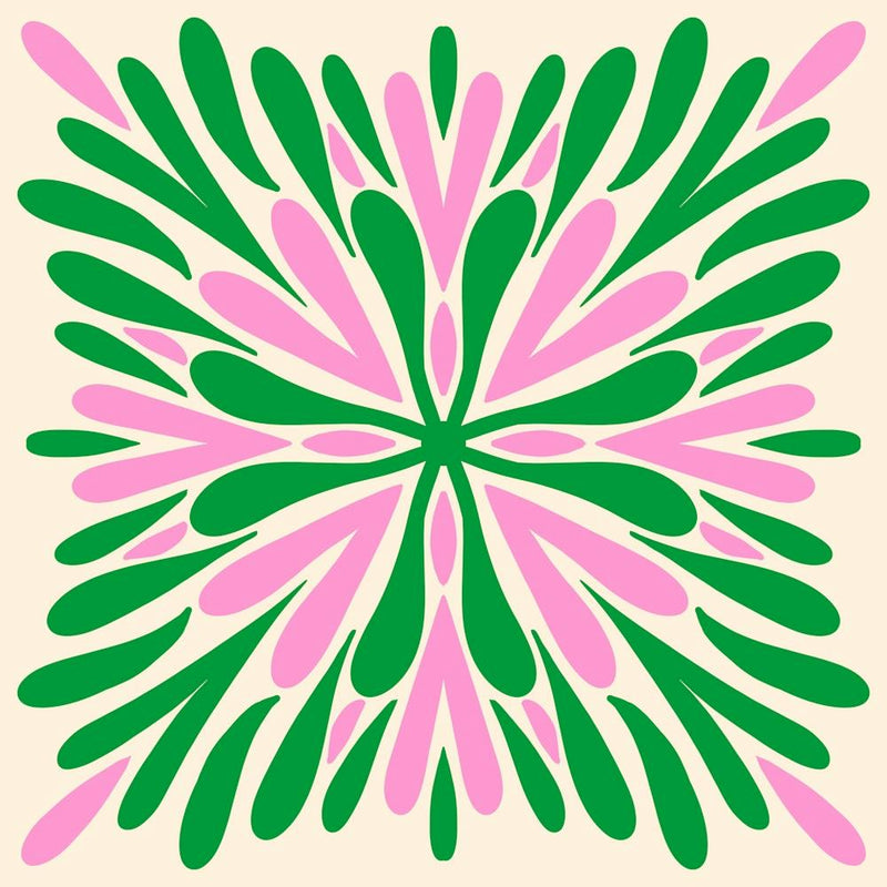 Modern Symmetry Petals Green and Pink