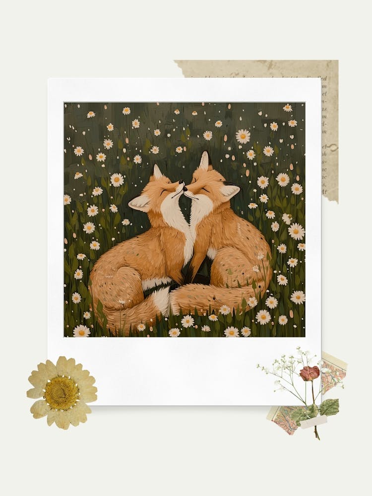 Scrapbook Foxes Fairycore Painting 1
