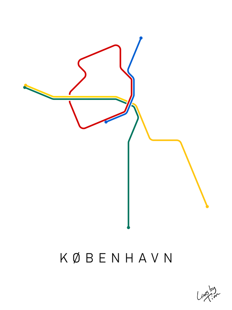 Copenhagen Metro Lines Color