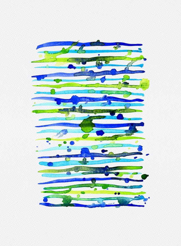 Line Splatter Blue Green Watercolor 2