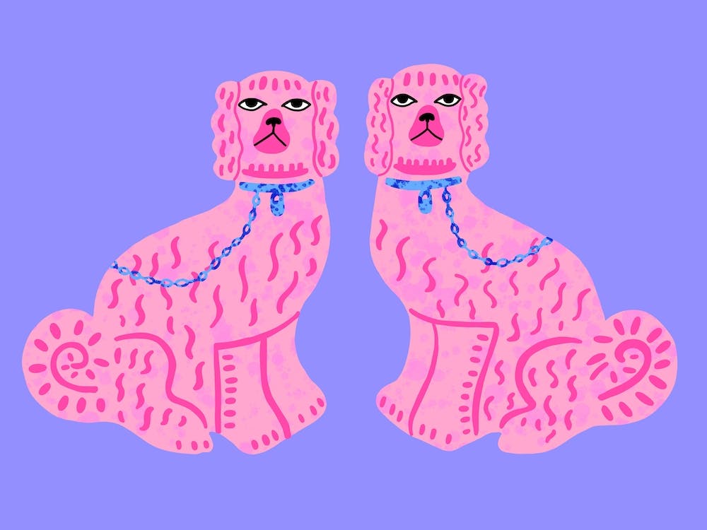Pink Staffordshire Dogs