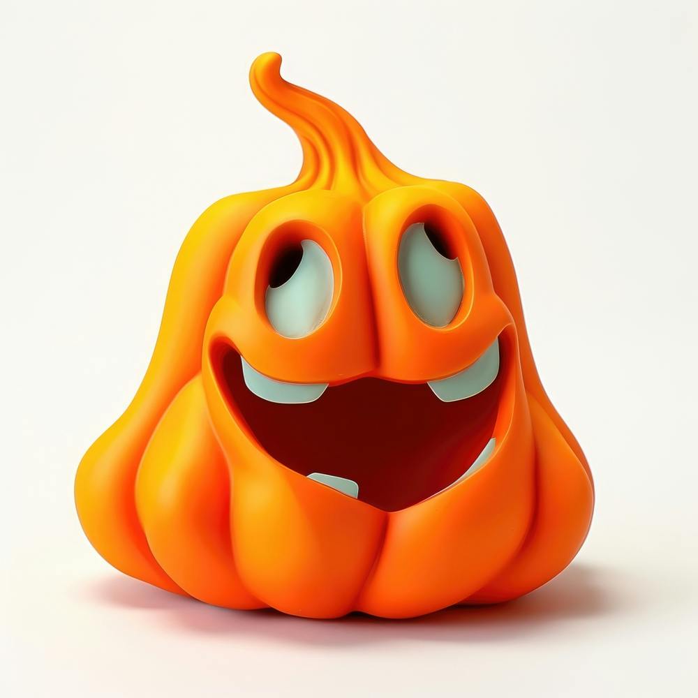 Bright Orange Cartoon Funny Ghost Plasticine Halloween Pumpkin