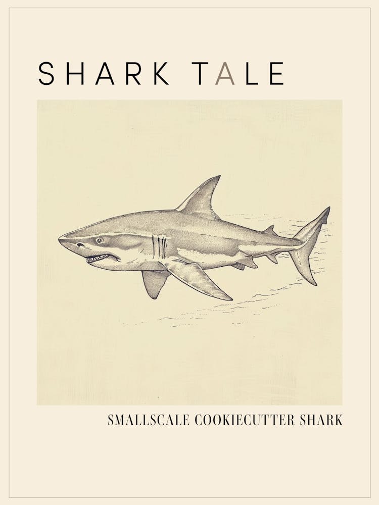 Smallscale Cookiecutter Shark Vintage Illustration 4 Poster