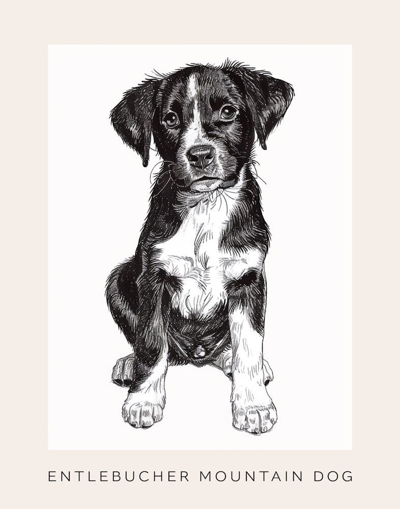 Entlebucher Sennenhund Linienskizze 3 Poster