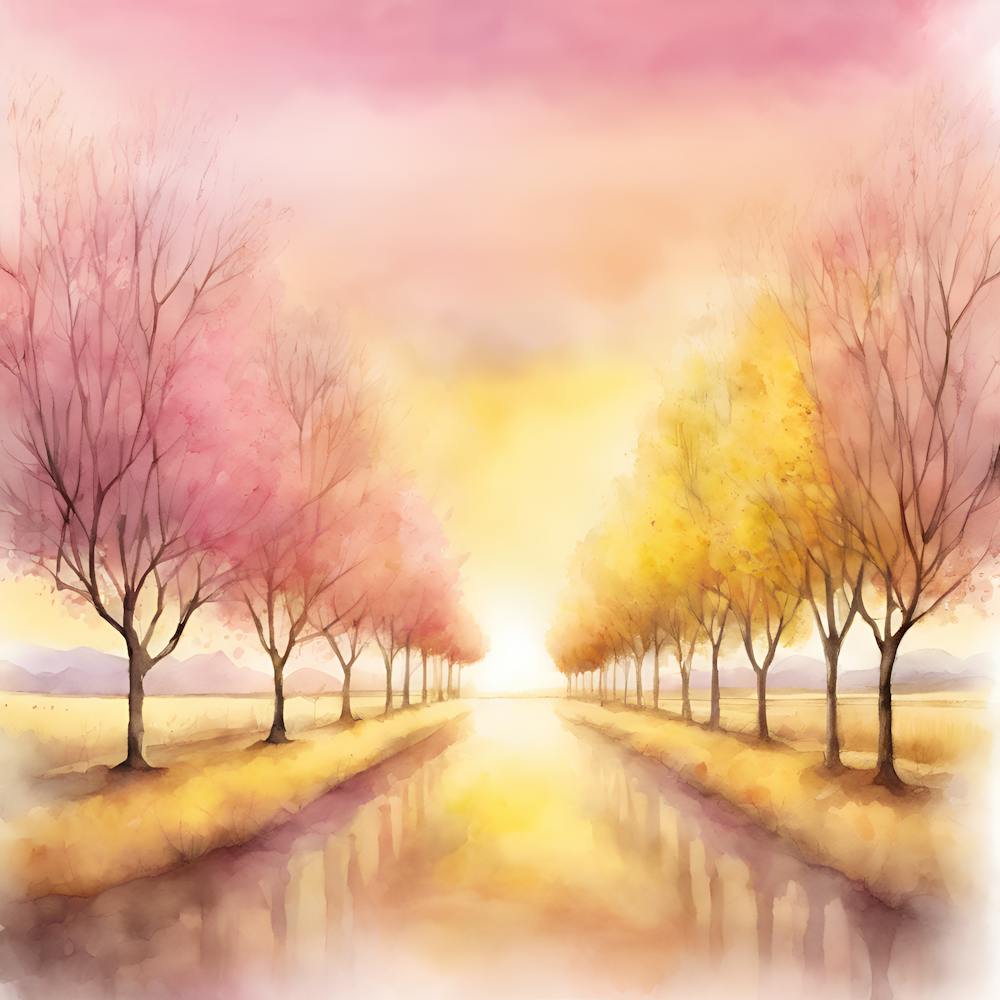 Friedliches Aquarell einer malerischen Szene