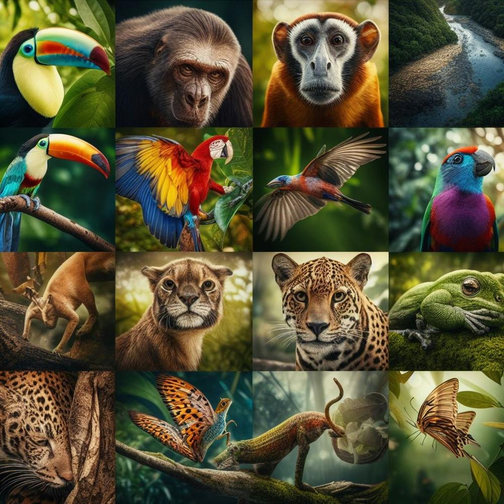 Collage Of Tropical Animals
