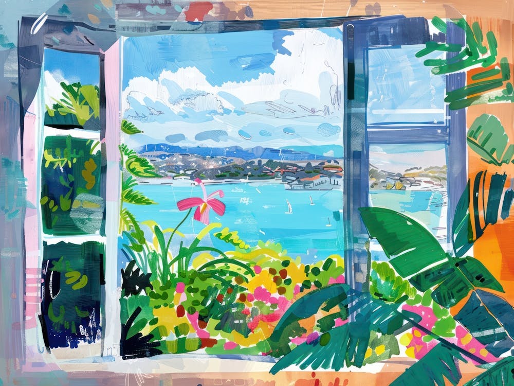 Auckland From The Window View Painting 4