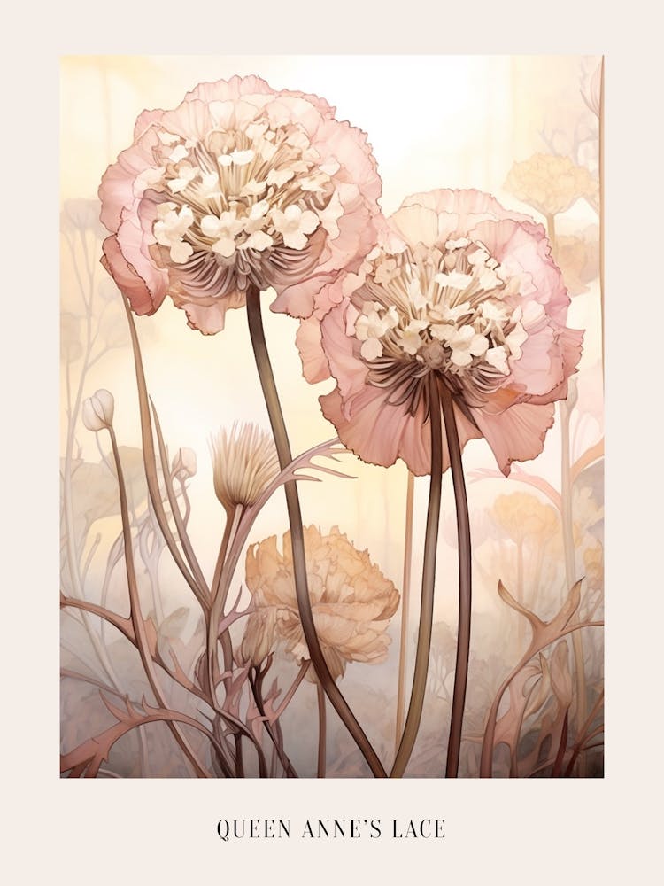 Floral Illustration Queen Annes Lace 1 Poster