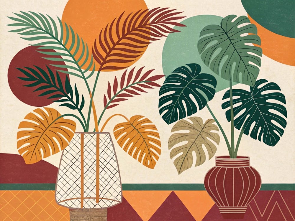 Tropical Plants In Vases