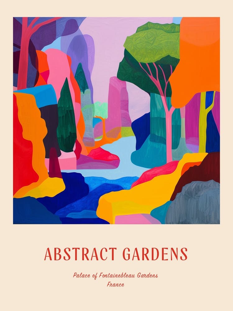 Colourful Gardens Palace Of Fontainebleau Gardens France 4 Red Poster