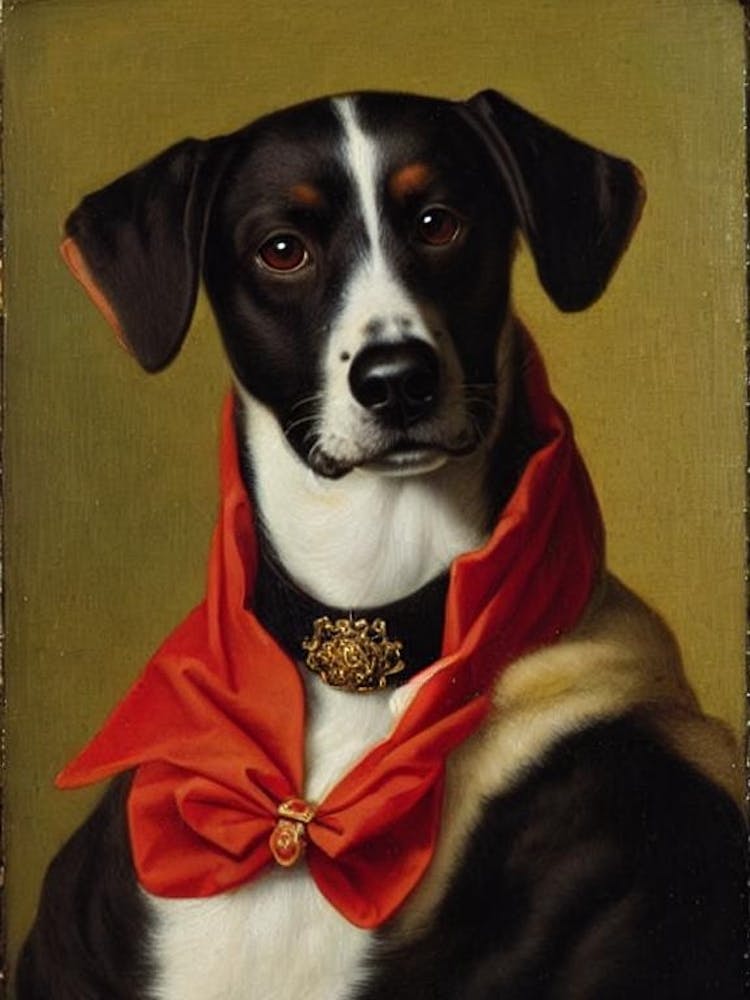 Portuguese Podengo Pequeno Renaissance Portrait Oil Painting