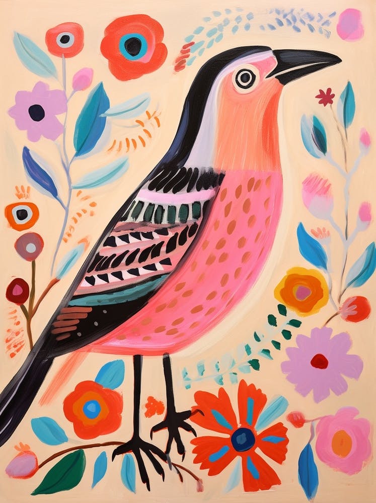 Pink Scandi Bird 4