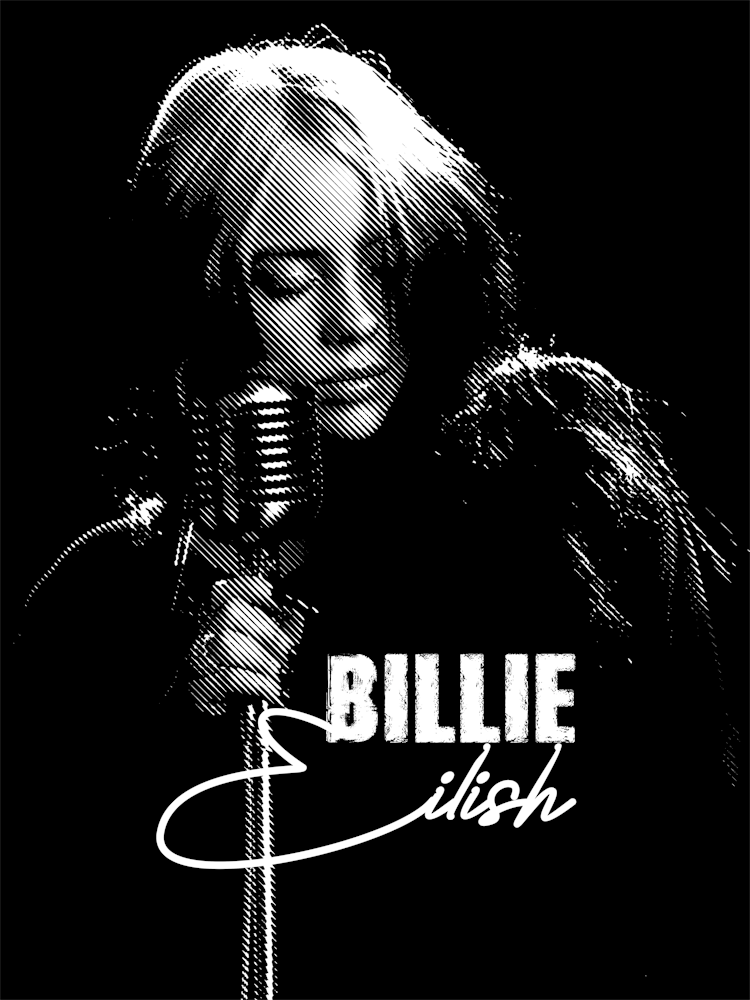 Billie Eilish Black White Line Art