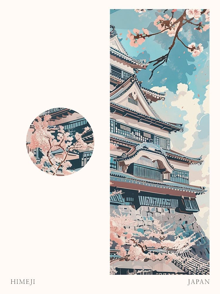 Himeji Japan 4 Cut Out Travel Poster