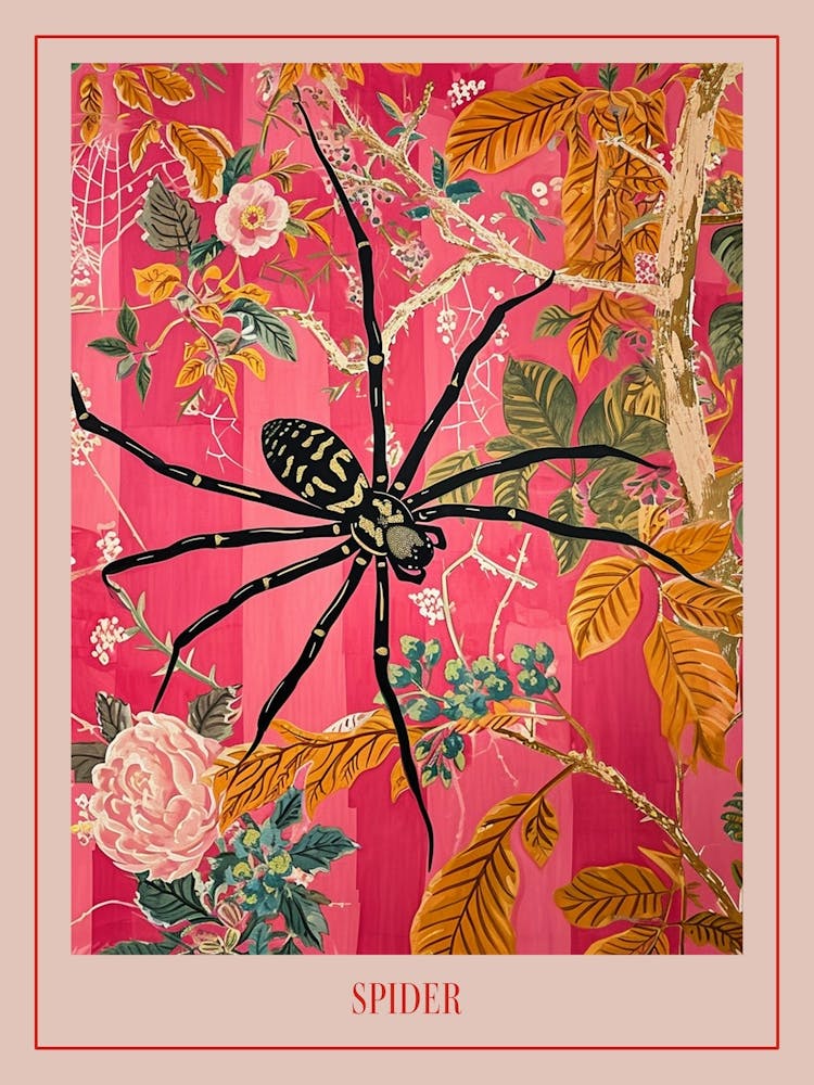 Floral Animal Painting Spider 1 Poster