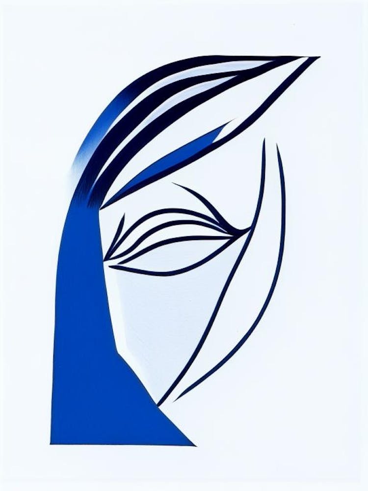 Wisdom Symbol Blue And White Line Drawing