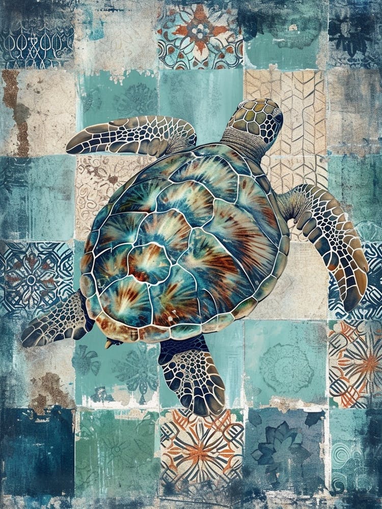 Sea Turtle Mosaic Tile Effect