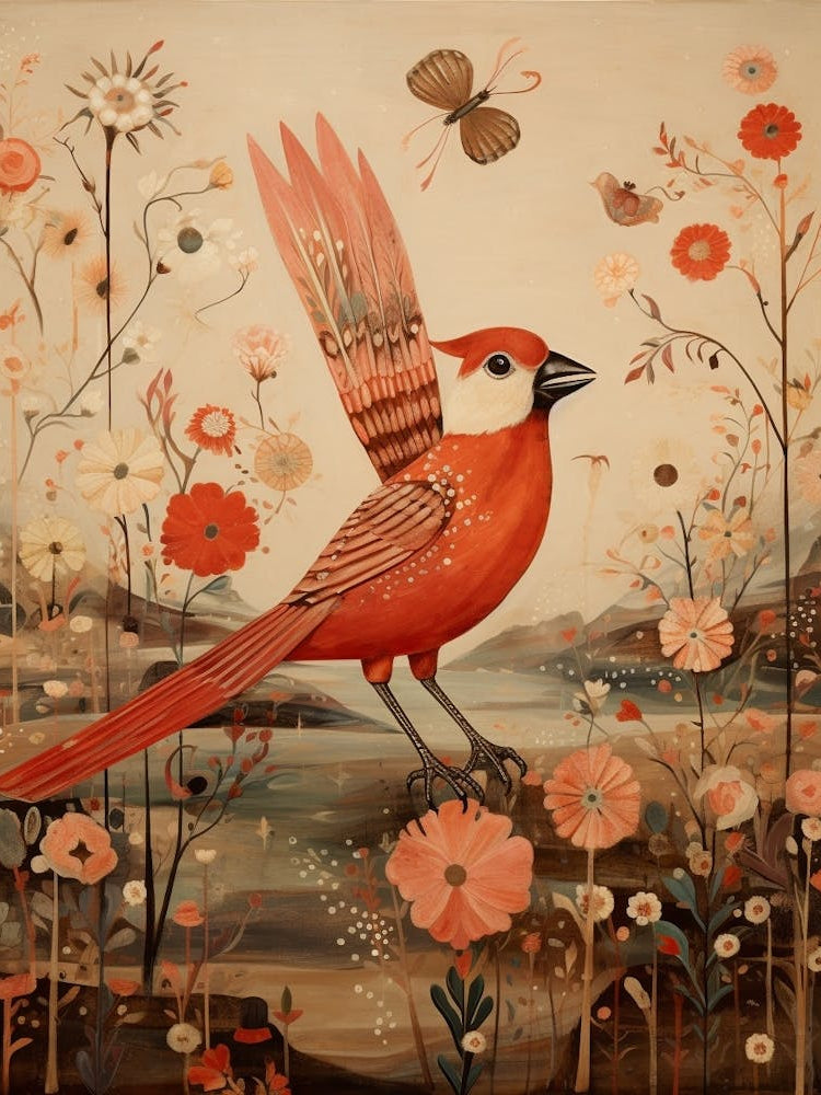 Cardinal 1 Detailed Bird Painting