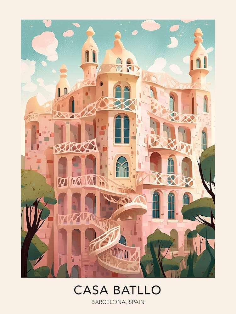 The Casa Batllo Barcelona Spain Travel Poster