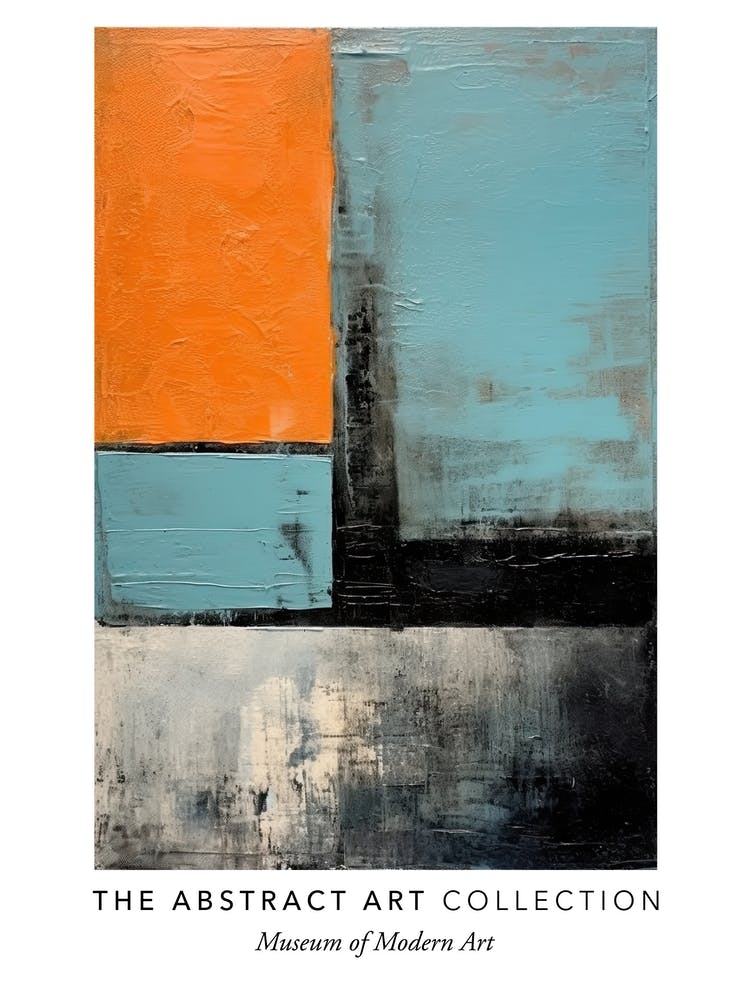 Orange And Teal Abstract Painting 2 Exhibition Poster