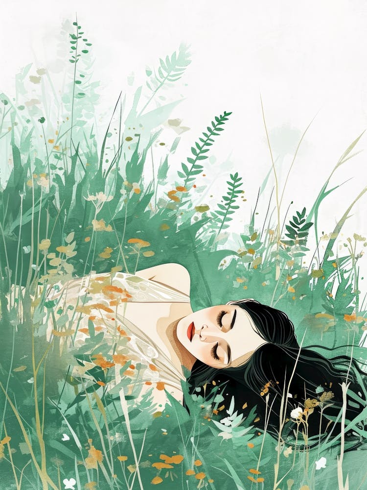 Girl Laying In The Grass 1
