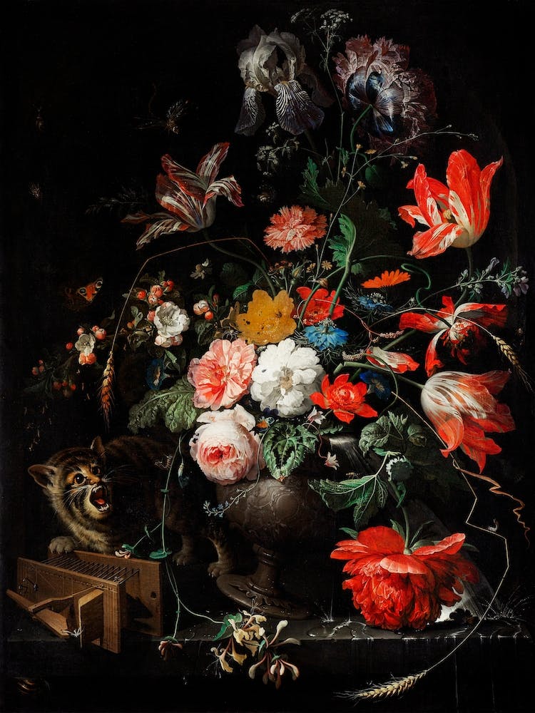 The Overturned Bouquet, Abraham Mignon