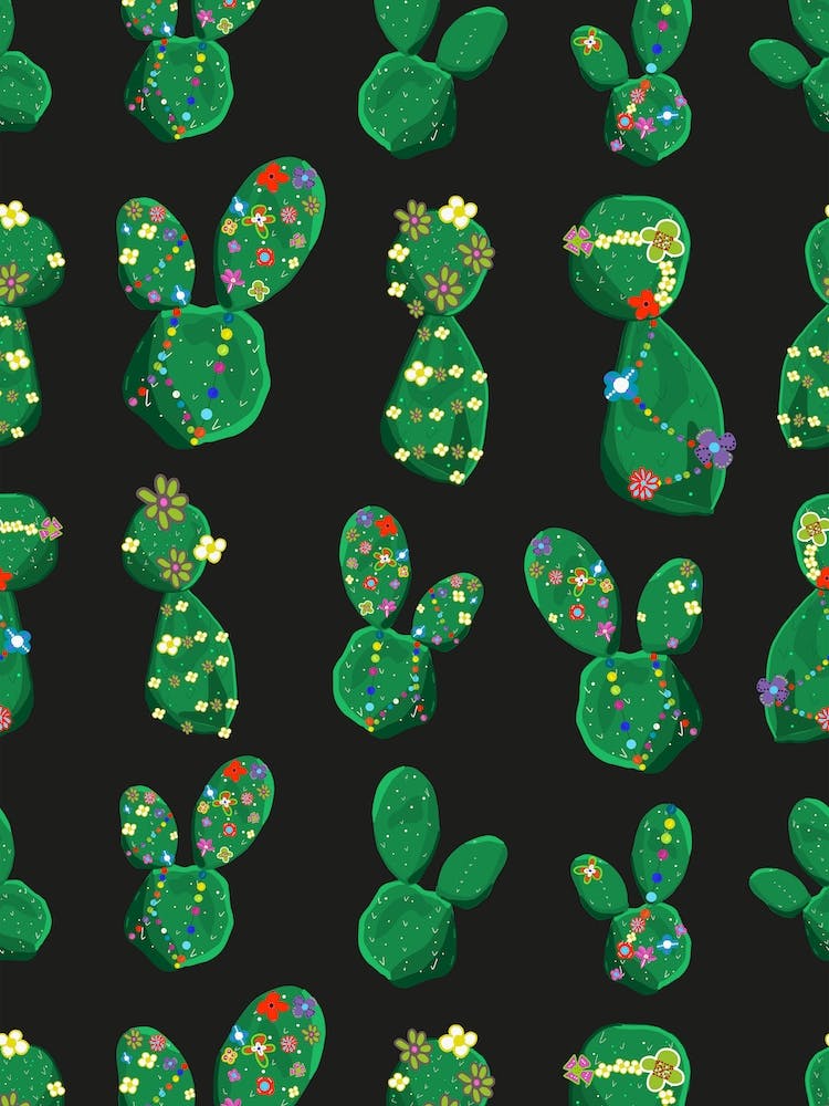 Cactus Flowers Black