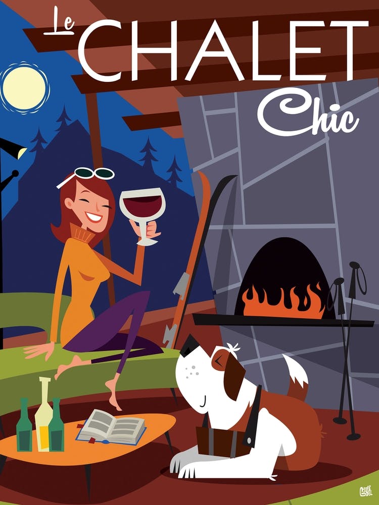 Le Chalet Chic Poster Brown & Blue