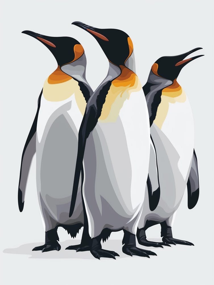 King Penguin Carcass Island Minimalist Illustration 2