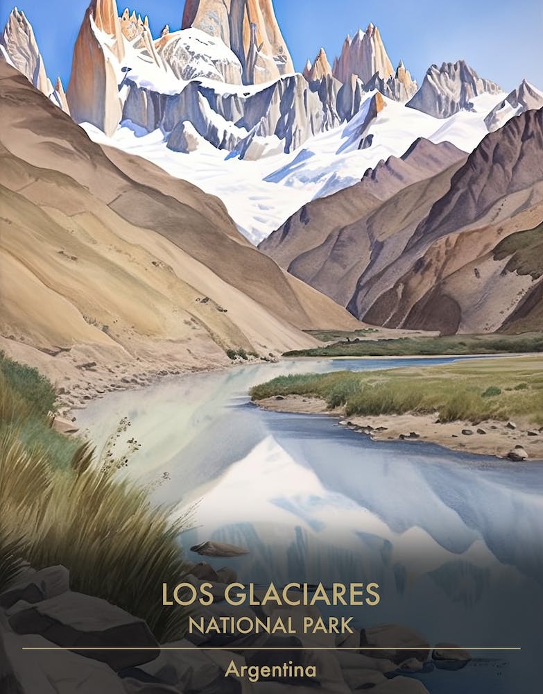 Los Glaciares National Park Argentina Patagonia Watercolour 1