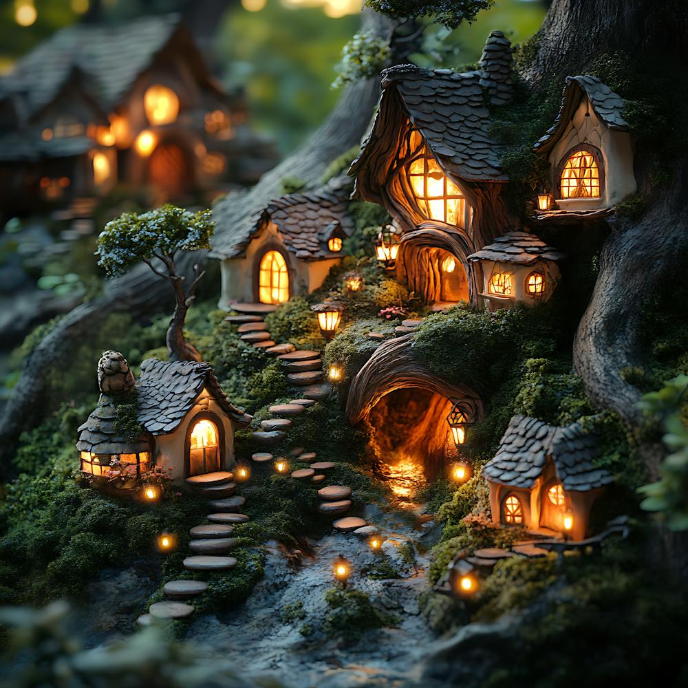 Fantasy Fairy Village Twilight Scene 13