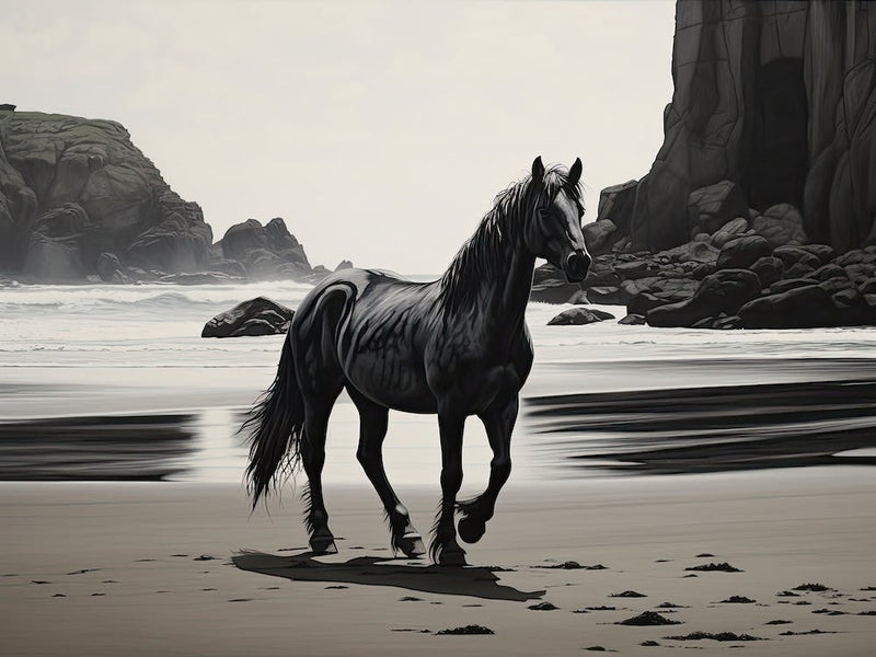 A Horse Oil Painting In Anakena Beach, Easter Island, Landscape 1