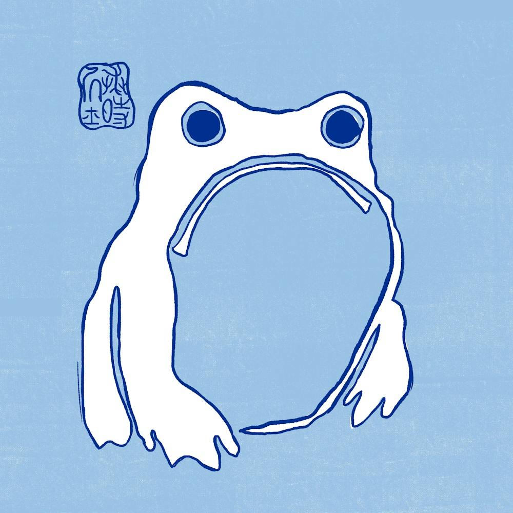 Japanese Frog On Blue 2