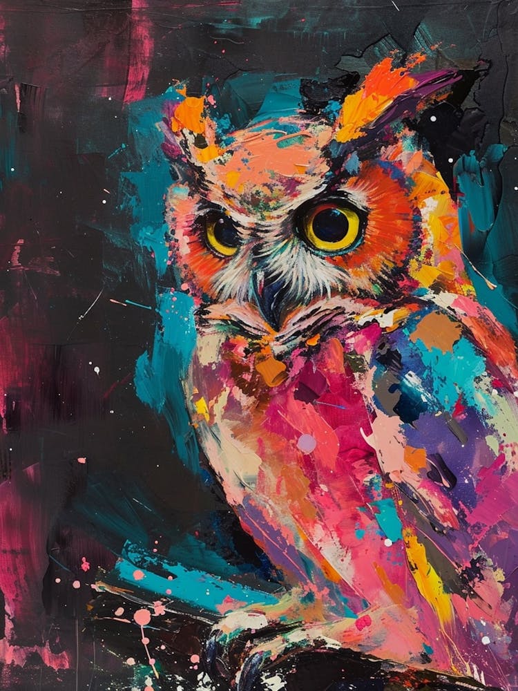 Kitsch Colourful Owl Collage 1