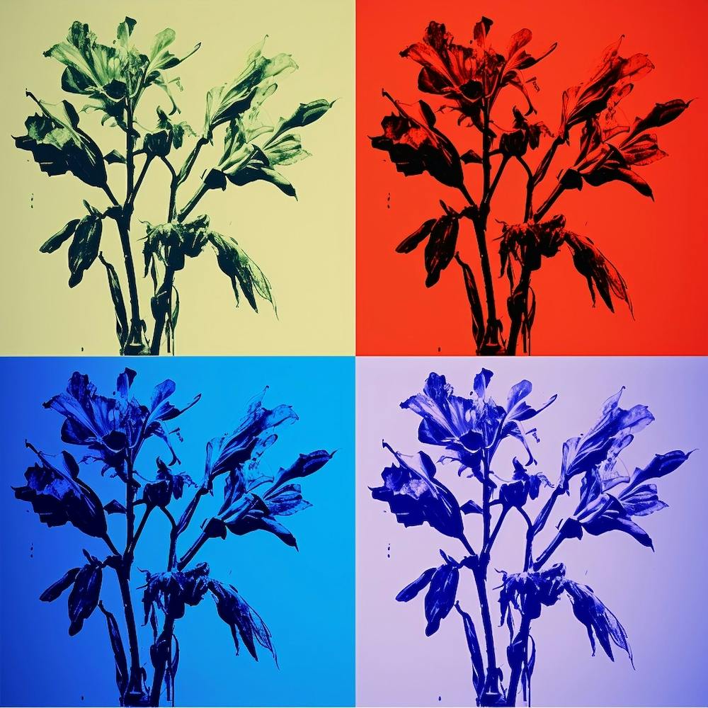 Andy Warhol Style Pop Art Flowers Lobelia Square