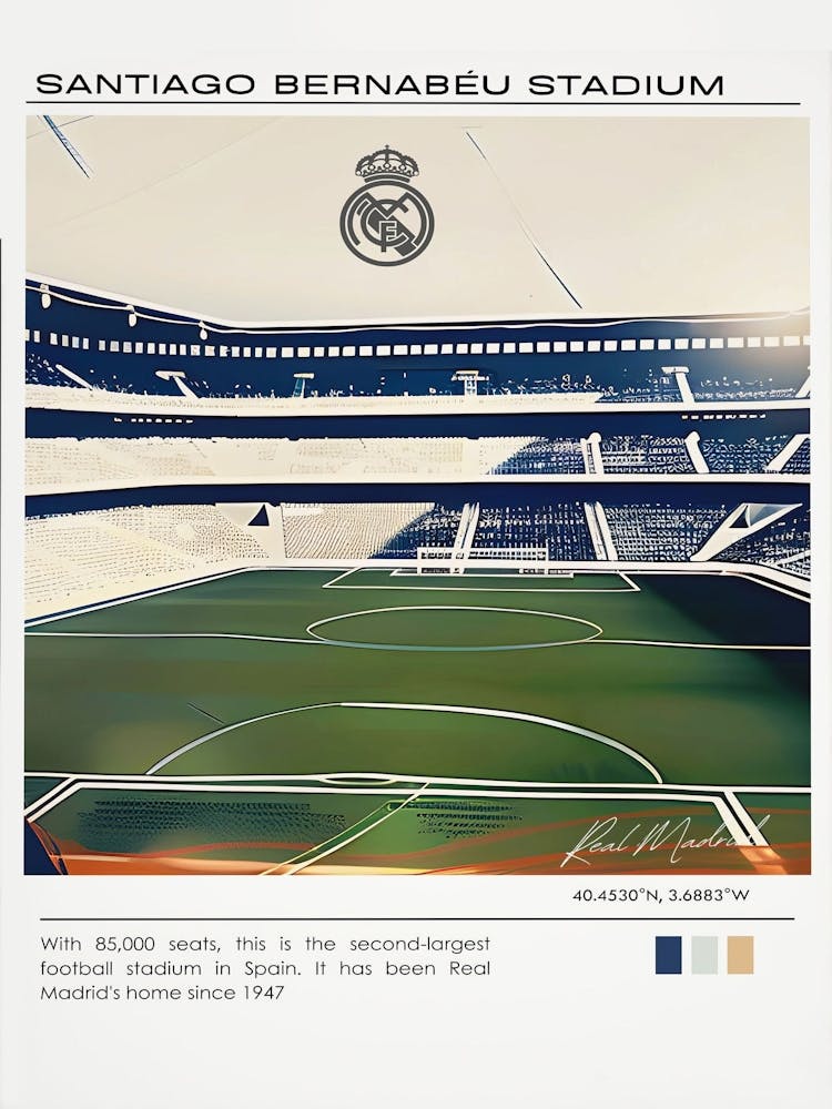Real Madrid Poster Real Madrid Wall Art Santiago Bernabeu Stadium Print Real Madrid Framed Real Madrid Art Real Madrid Canvas