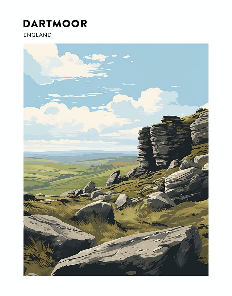 Dartmoor National Park England 2 Hiking Trail Landscape Poster