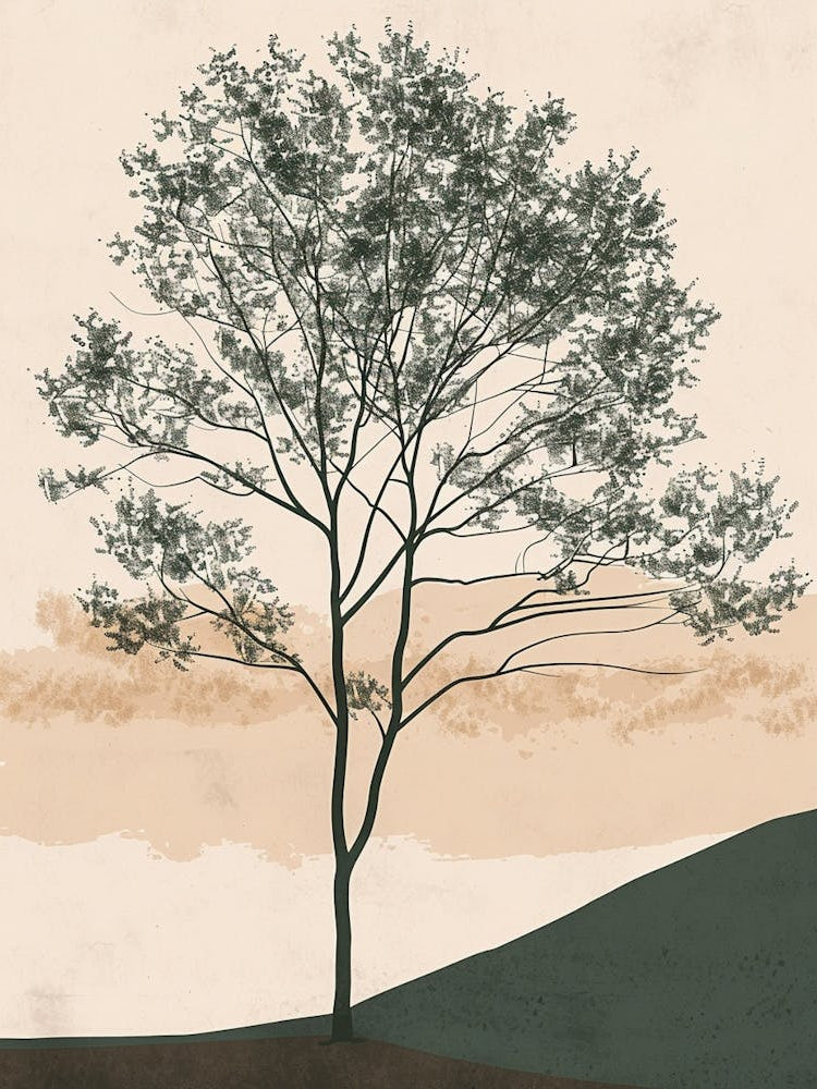 Alder Tree Minimal Japandi Illustration 4